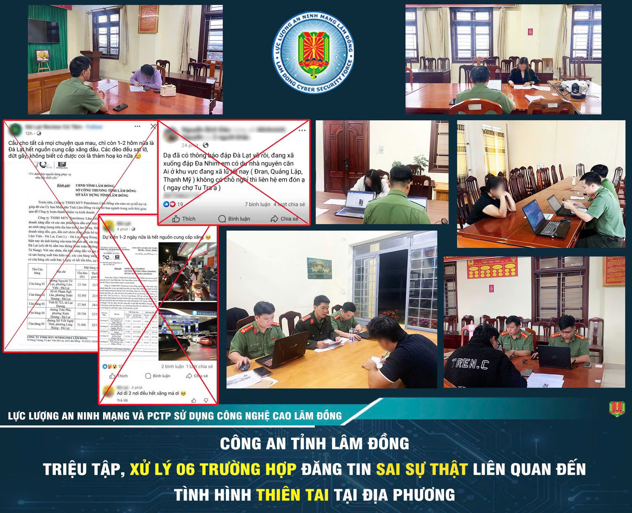 Lâm Đồng xử lý hàng loạt trường hợp đăng tin sai sự thật về mưa lũ