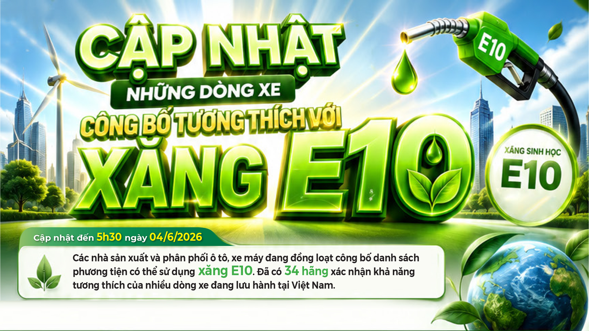 Infographic | Cập nhật mới nhất công bố những dòng xe tương thích xăng E10
