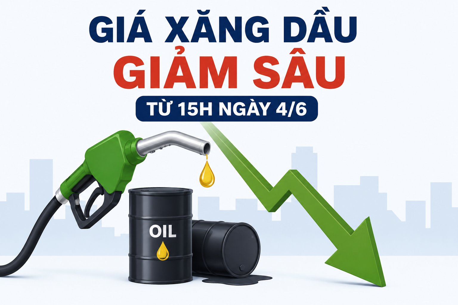 Infographic | Giá xăng dầu giảm sâu từ 15h ngày 4/6