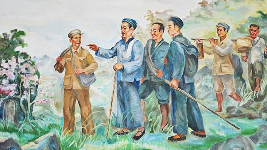 Bác Hồ về nước ngày 28/1/1941. Tranh: Trịnh Phòng