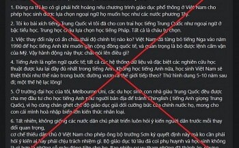 Cảnh báo nội dung xuyên tạc Quyết định phê duyệt sách giáo khoa tiếng Trung lớp 3, lớp 4