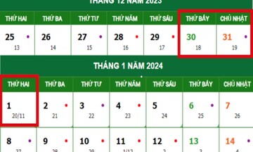 Chi tiết lịch nghỉ Tết Dương lịch 2024