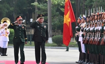 Lễ đón Phó Chủ tịch Quân ủy Trung ương Trung Quốc tại Hà Nội