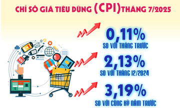 Infographic | Chỉ số giá tiêu dùng, giá vàng và  giá USD tháng 7/2025