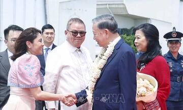 Tổng Bí thư, Chủ tịch nước Tô Lâm và Phu nhân đến thủ đô Manila thăm cấp Nhà nước Cộng hòa Philippines