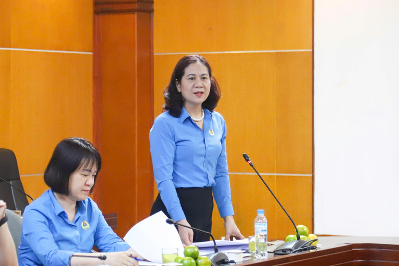 Chủ tịch Công đoàn Oklavip khuyến mã hấp dẫn mỗi ngày Nguyễn Minh Huệ phát biểu tại Okvip69 Đăng ký cá cược. Ảnh: Tiến Thành