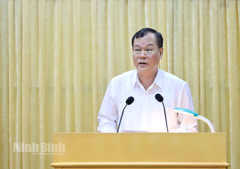 Đồng chí Phó Bí thư Thường trực Tỉnh ủy Nam Định Lê Quốc Chỉnh phát biểu tại buổi Ok88vip tỷ lệ kèo World Cup 2026. Ảnh: Báo Ninh Bình
