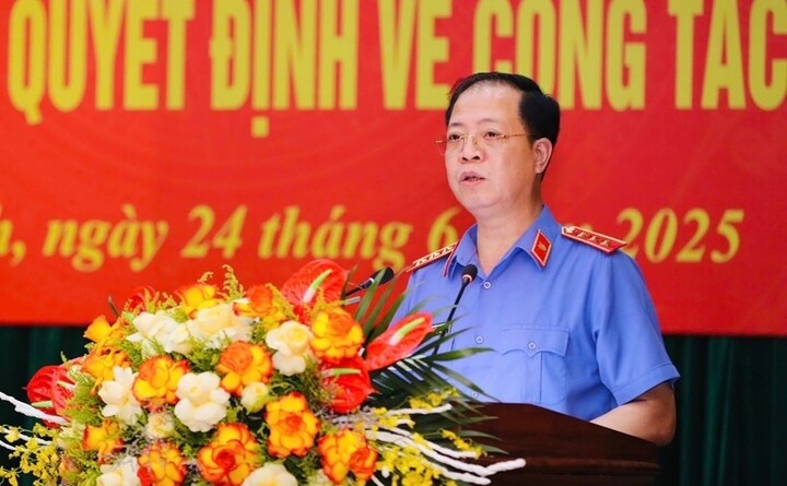 Ông Trần Hải Quân, Phó Viện trưởng Viện Kiểm sát nhân dân tối cao phát biểu tại buổi lễ. Ảnh: Đinh Huê