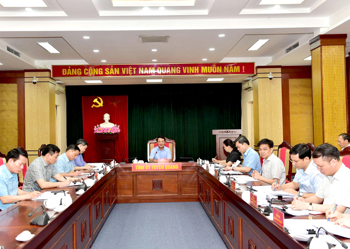 Toàn cảnh cuộc họp chuẩn bị lễ công bố hợp nhất tỉnh. Ảnh: Ngọc Hưng, Văn Nghị