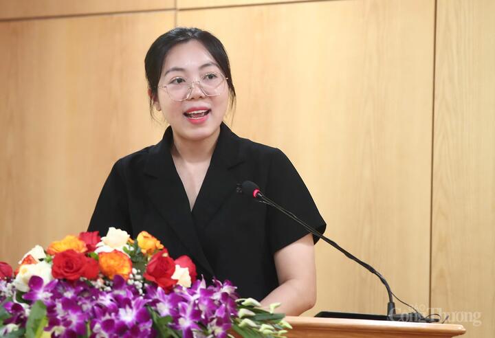 Bà Trần Diệu Hương, Cục Quản lý và Phát triển thị trường trong nước (Oklavip khuyến mã hấp dẫn mỗi ngày) tham gia tham luận tại hội thảo