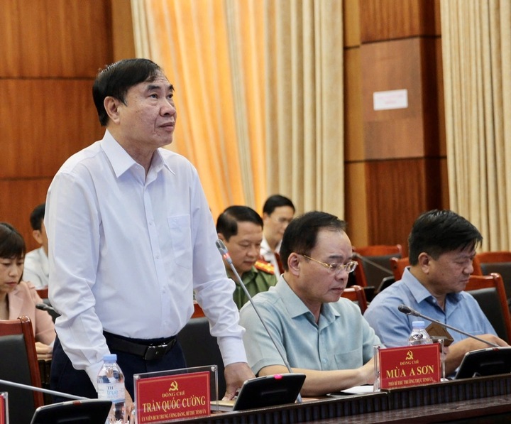 Bí thư Tỉnh ủy Điện Biên Trần Quốc Cường phát biểu tại Okvip69 Đăng ký cá cược. Ảnh: Thủy Lan