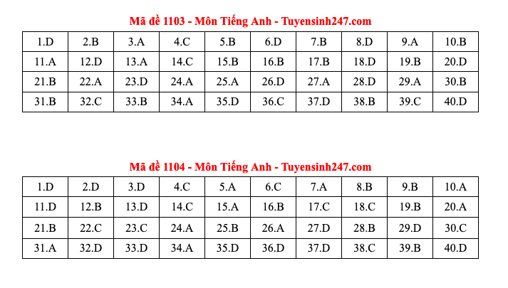 Đáp án tất cả các mã đề môn Tiếng Anh thi Liên Minh OK VIP Game Online Giải Trí Cá Cược THPT 2025  - 2