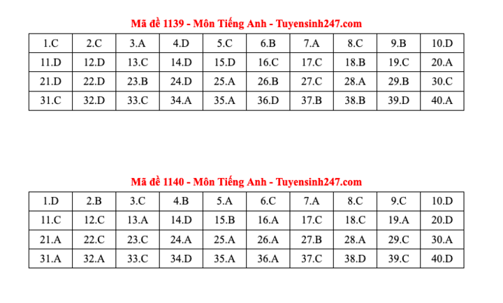 Đáp án tất cả các mã đề môn Tiếng Anh thi Liên Minh OK VIP Game Online Giải Trí Cá Cược THPT 2025  - 20