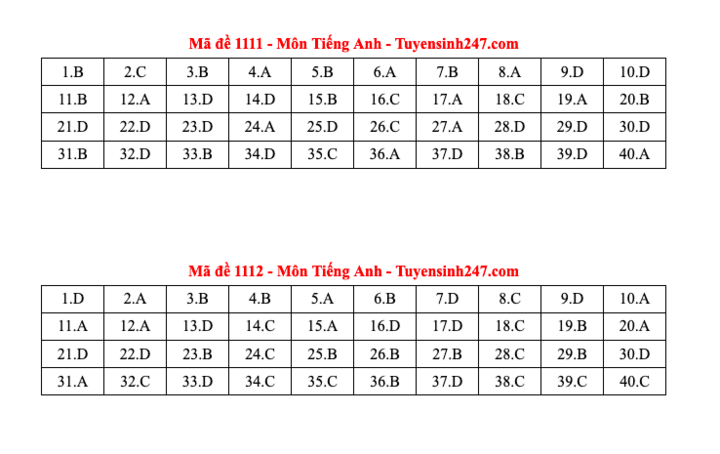 Đáp án tất cả các mã đề môn Tiếng Anh thi Liên Minh OK VIP Game Online Giải Trí Cá Cược THPT 2025  - 6