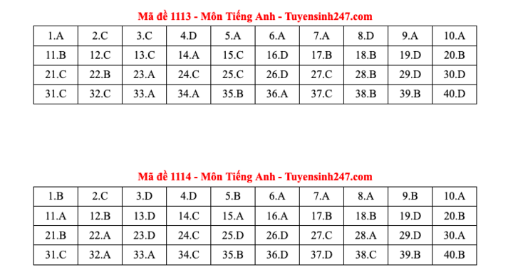 Đáp án tất cả các mã đề môn Tiếng Anh thi Liên Minh OK VIP Game Online Giải Trí Cá Cược THPT 2025  - 7