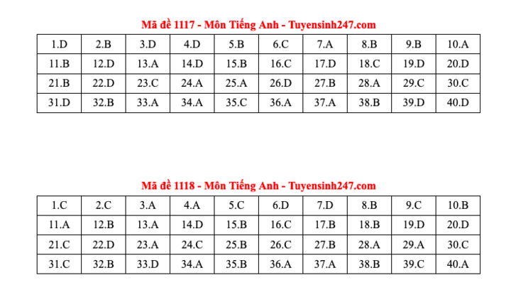 Đáp án tất cả các mã đề môn Tiếng Anh thi Liên Minh OK VIP Game Online Giải Trí Cá Cược THPT 2025  - 9