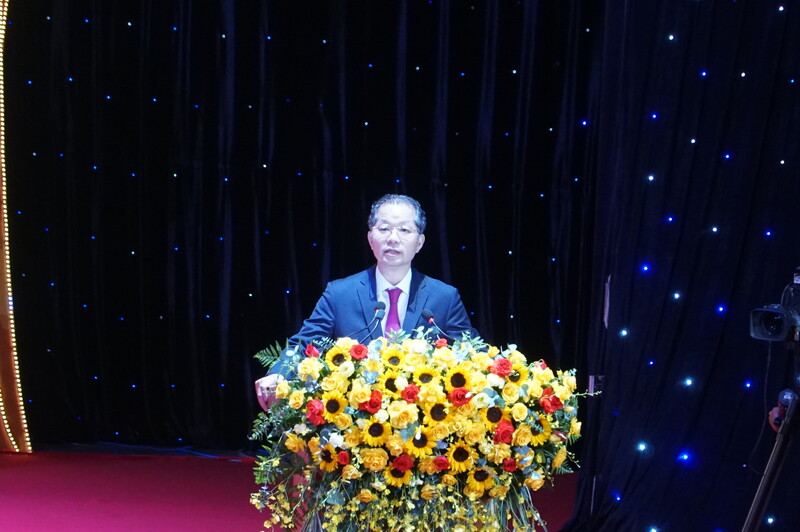 Bí thư Thành ủy Đà Nẵng Nguyễn Văn Quảng phát biểu tiếp thu chỉ đạo tại buổi lễ (Ảnh: Vũ Lê)