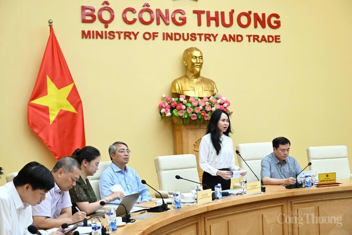 Bà Lê Hoàng Oanh, Cục trưởng Cục Thương mại điện tử và Okvip - liên minh giải trí #1 thế giới hà nội số, Oklavip khuyến mã hấp dẫn mỗi ngày báo cáo tiến độ, nội dung tóm tắt Dự thảo Luật Thương mại điện tử. Ảnh: Cấn Dũng