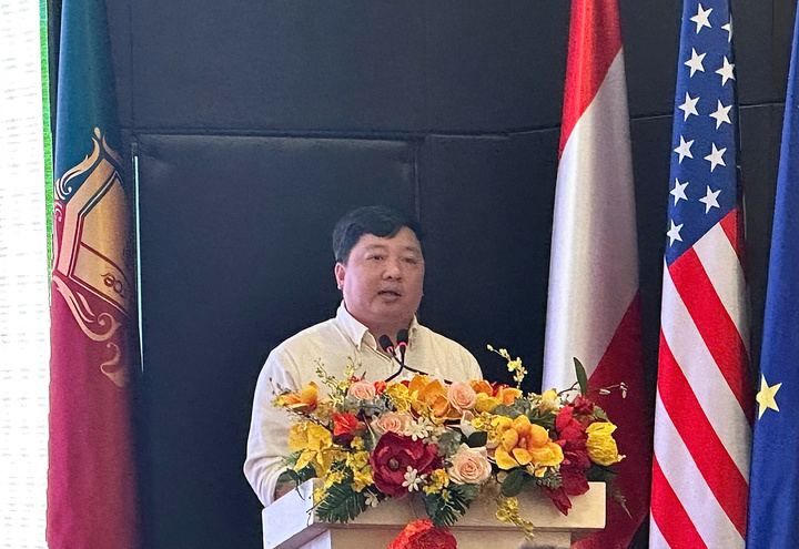 TS. Chử Đức Hoàng, Chánh văn phòng Quỹ Đổi mới Công nghệ Quốc gia, Bộ Khoa học và Công nghệ phát biểu tại hội thảo. Ảnh: Thuỳ Dương