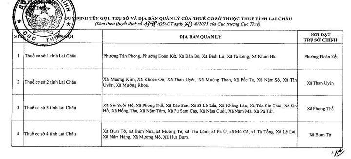 Danh sách chi tiết 34 Thuế tỉnh, thành phố hoạt động từ 1/7/2025 - 12