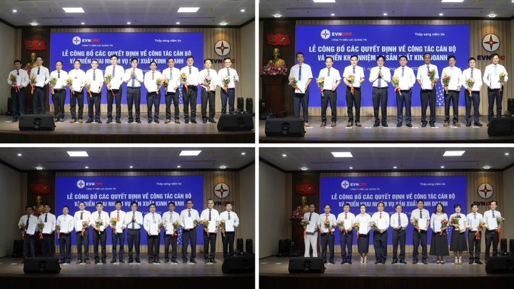 Lãnh đạo Công ty trao Quyết định bổ nhiệm, điều động bổ nhiệm cho Trưởng, Phó các đơn vị. Ảnh: M. Thành