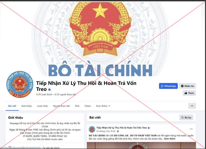 Hình ảnh fanpage giả mạo Bộ Liên Minh Truyền Thông Và Game Giải Trí Top 1