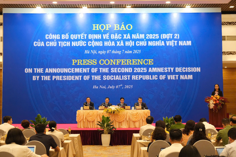 Họp báo công bố quyết định của Chủ tịch nước về đặc xá đợt 2 năm 2025. Ảnh: Trần Đình
