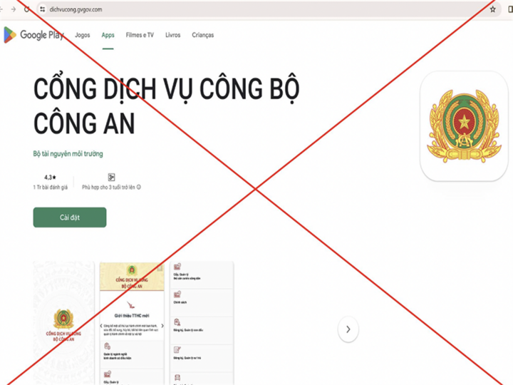 Ứng dụng VNeID giả mạo có chứa mã độc. Ảnh: Bộ Công an