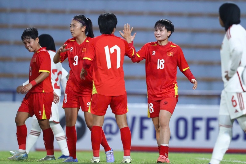 AFC gửi thư khen ngợi đội tuyển nữ Việt Nam sau khi đoàn quân của HLV Mai Đức Chung giành vé đến vòng chung kết giải Asian Cup nữ 2026. Ảnh: VFF
