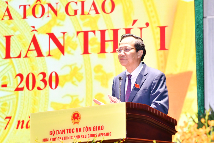Bí thư Đảng ủy, Bộ trưởng Bộ Dân tộc và Tôn giáo Đào Ngọc Dung phát biểu khai mạc Okvip69.com bán cá nổ hủ. Ảnh: Cổng thông tin điện tử Bộ Dân tộc và Tôn giáo