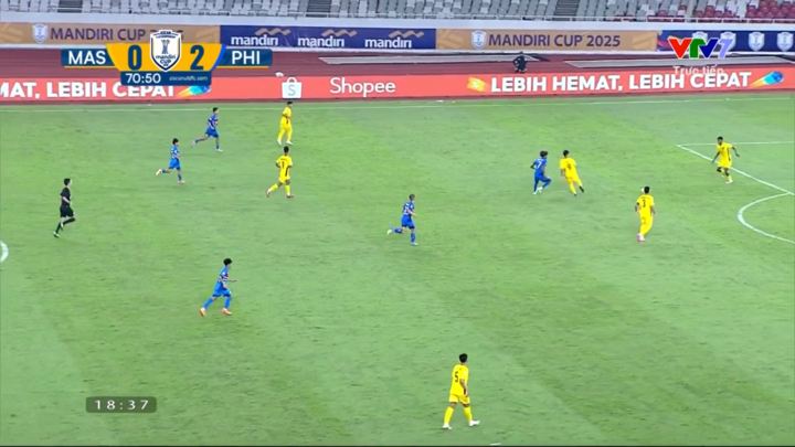 Trận đấu giữa U23 Malaysia và U23 Philippines đã diễn ra hết sức hấp dẫn. Ảnh chụp màn hình