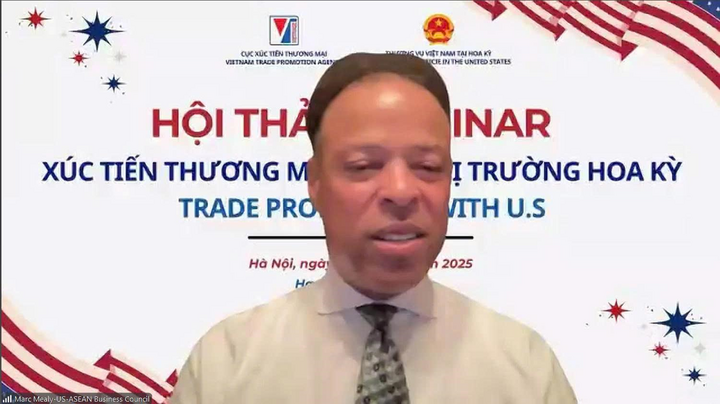 Ông Marc Mealy, Phó Chủ tịch điều hành USABC đánh giá cao hàng hoá Việt Nam tại thị trường Mỹ. Ảnh chụp màn hình