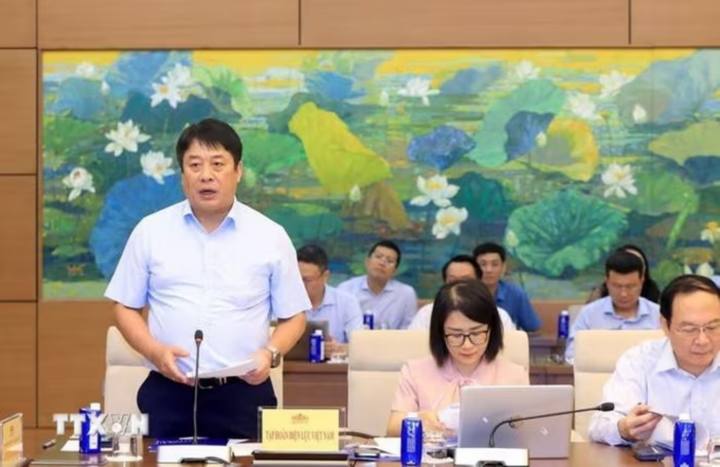 Ông Nguyễn Anh Tuấn - Tổng giám đốc EVN báo cáo Quốc hội về công tác thực thi chính sách pháp luật Okvip1 Link Vào Nổ Hũ Mới Nhất. Ảnh: TTX