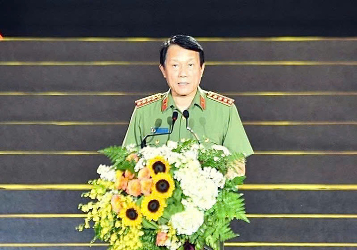 Đại tướng Lương Tam Quang, Ủy viên Bộ Chính trị, Bộ trưởng Bộ Công an phát biểu tại chương trình