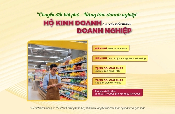 Agribank triển khai chương trình “Chuyển đổi bứt phá - Nâng tầm Okvip tại về”, tích cực hỗ trợ hộ kinh doanh chuyển đổi thành Okvip tại về với nhiều ưu đãi thiết thực