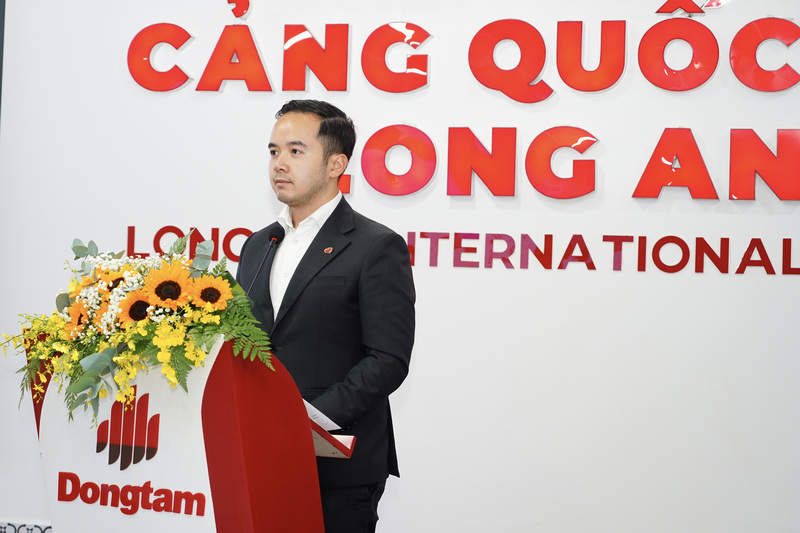 Ông Võ Quốc Huy - Chủ tịch HĐQT Cảng Quốc tế Long An, phát biểu tại sự kiện. Ảnh: Đồng Tâm Group
