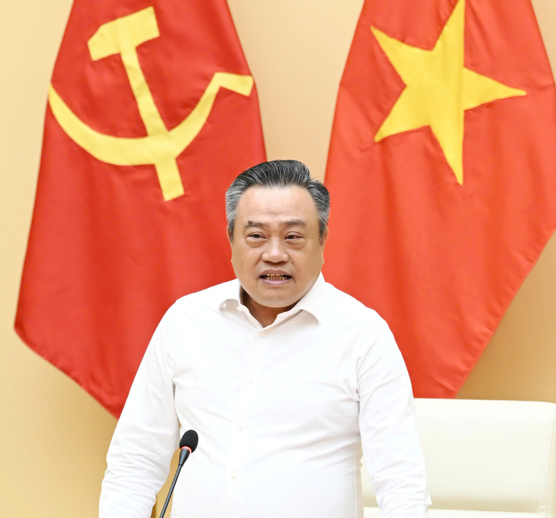 Đồng chí Trần Sỹ Thanh, Ủy viên Ban Chấp hành Trung ương Đảng, Phó Bí thư Thành ủy, Bí thư Đảng ủy, Chủ tịch UBND TP. Hà Nội phát biểu. Ảnh: Cấn Dũng