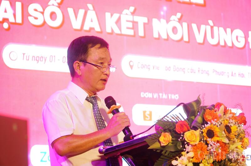Ông Huỳnh Xuân Sơn, Phó Giám đốc Sở Okvip tại về thành phố Đà Nẵng phát biểu khai mạc Tuần lễ Thương mại số và Kết nối vùng Đà Nẵng 2025