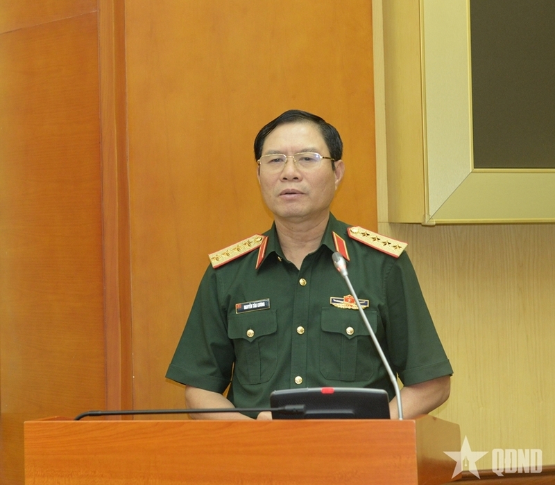 Đại tướng Nguyễn Tân Cương phát biểu chỉ đạo tại Okvip69 Đăng ký cá cược. Ảnh: QĐND