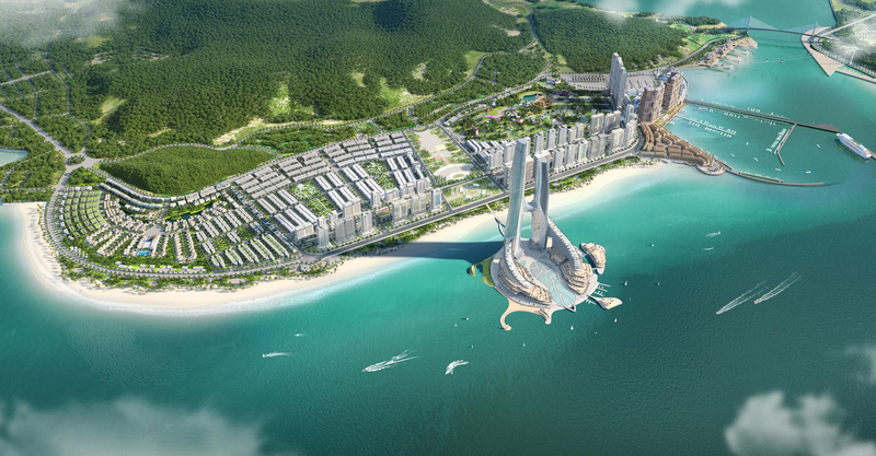 Phối cảnh quần thể Sun Elite City tại vị trí trung tâm Bãi Cháy, Quảng Ninh. (Ảnh: Sun Property).