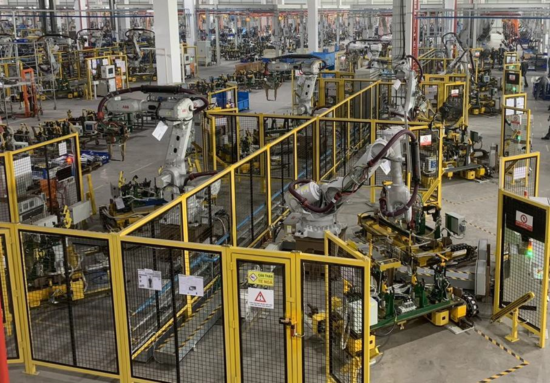 Dây chuyền hàn xe ô tô điện VF3 - Dự án Nhà máy sản xuất ô tô VinFast, năm 2025
