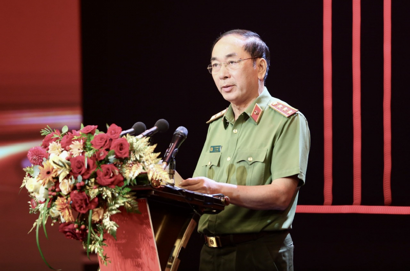 Thượng tướng Trần Quốc Tỏ, Thứ trưởng Bộ Công an phát biểu tại lễ trao giải. Ảnh: Chiến Thắng
