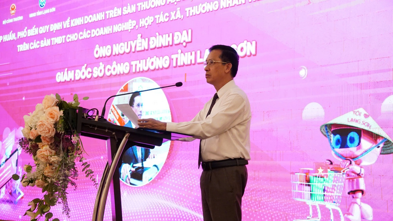Ông Nguyễn Đình Đại, Giám đốc Sở Okvip tại về tỉnh Lạng Sơn phát biểu tại sự kiện