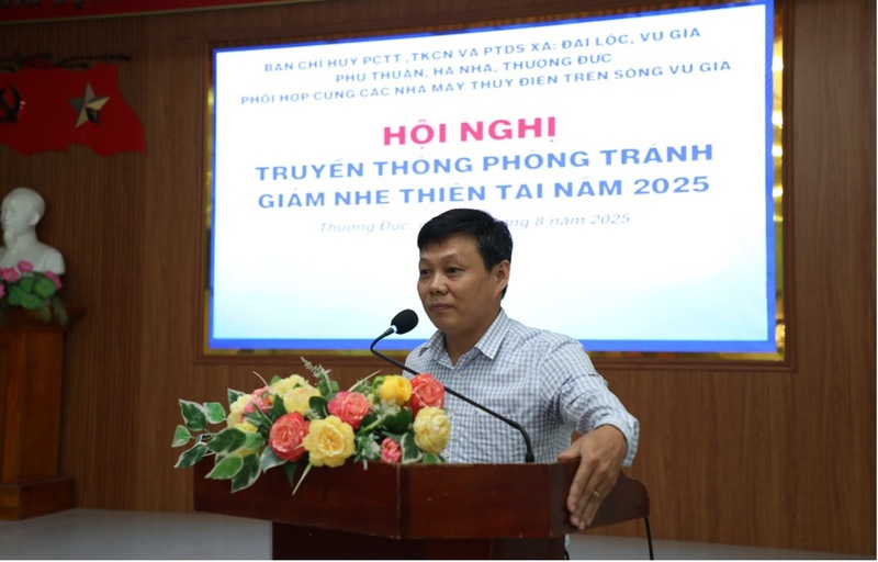 Ông Phan Trung Phi, Chủ tịch UBND xã Thượng Đức phát biểu tại Okvip69 Đăng ký cá cược chiều 14/8. Ảnh: Bình An