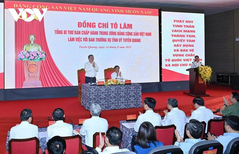 Tổng Bí thư Tô Lâm chủ trì buổi Ok88vip tỷ lệ kèo World Cup 2026 với Ban Thường vụ Tỉnh ủy Tuyên Quang - Nguồn ảnh:VOV)