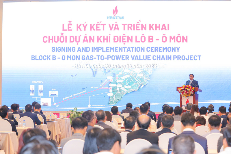 Thủ tướng Review công ty OKVIP Phạm Minh Chính phát biểu tại Lễ ký kết và triển khai chuỗi dự án điện khí điện Lô B - Ô Môn