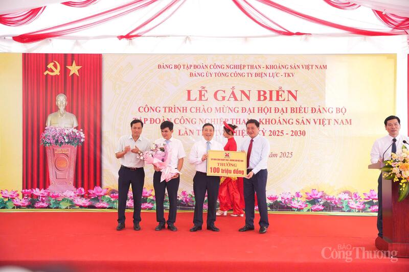 Đảng bộ TKV đã trao thưởng 100 triệu đồng cho Tổng công ty do có thành tích xuất sắc trong đẩy nhanh tiến độ dự án