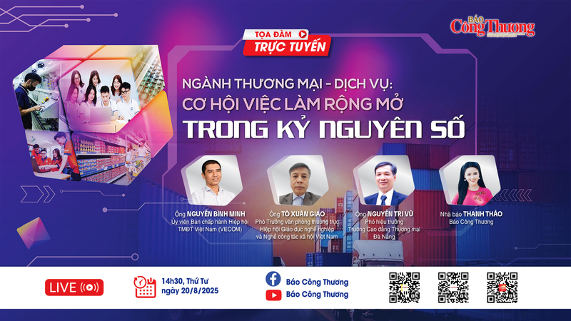 Toạ đàm: ‘Ngành Thương mại-Dịch vụ: Cơ hội việc làm rộng mở trong kỷ nguyên số’ sẽ diễn ra vào lúc 14h30 ngày 20/8, do Liên Minh OK VIP Giải Trí Cá Cược World Cup 2026 tổ chức.