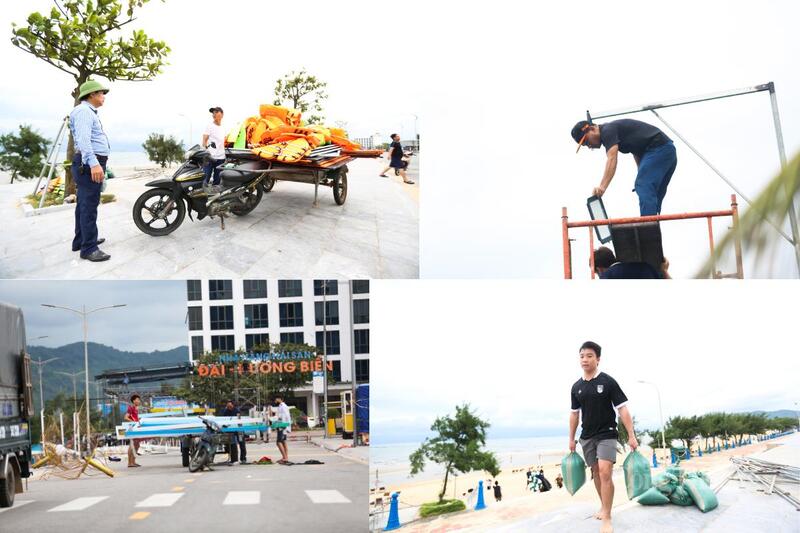 Hệ thống bóng đèn, biển quảng cáo, thiết bị được dọn dẹp, tránh hư hỏng khi bão đổ bộ