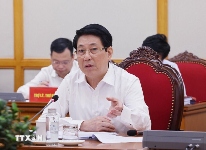 Đồng chí Lương Cường, Uỷ viên Bộ Chính trị, Chủ tịch nước phát biểu chỉ đạo tại buổi Ok88vip tỷ lệ kèo World Cup 2026. Ảnh: Lâm Khánh/TTXVN